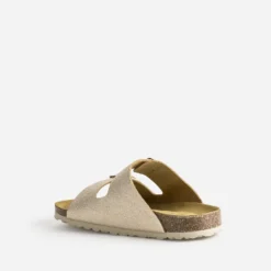 Mule anatomique dorée en cuir froissé éco-conçu