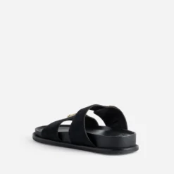 Mule anatomique marine cuir velours