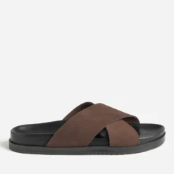 Mule anatomique marron cuir velours