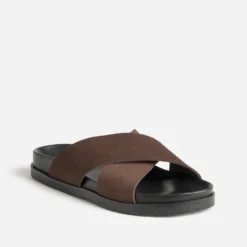 Mule anatomique marron cuir velours