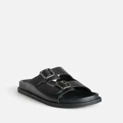 Mule anatomique noire cuir