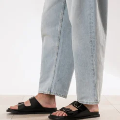 Mule anatomique noire cuir