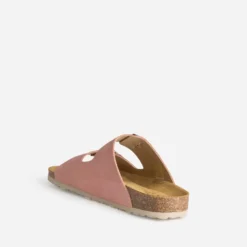 Mule anatomique rose cuir velours