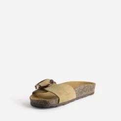 Mule anatomique taupe cuir velours