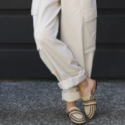 Mule beige tressée