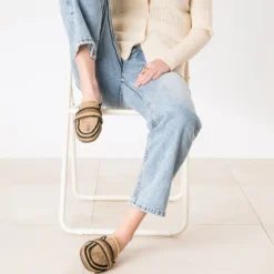 Mule beige tressée