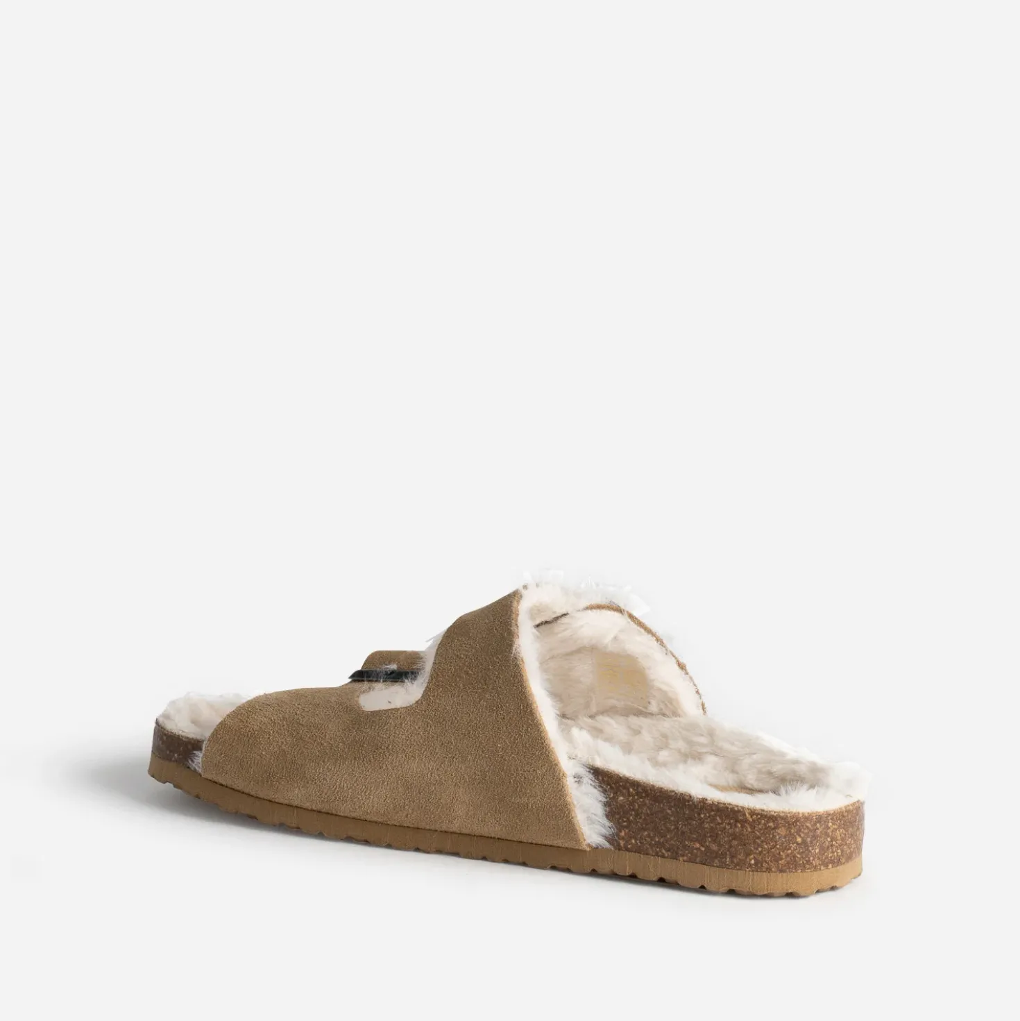 Mule à brides TEXTO beige cuir velours fourré