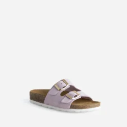 Mule BUGGY parme cuir velours