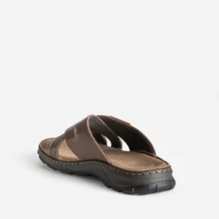 Mule confort marron cuir brides croisées