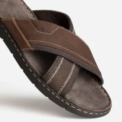Mule marron bi-matière