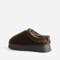 Mule marron sherpa bouclette fourrée