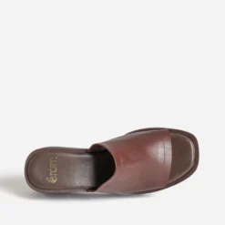 Mule plateforme marron cuir
