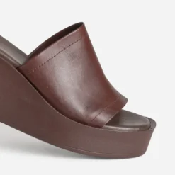 Mule plateforme marron cuir