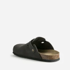 Mule-sabot anatomique marron cuir velours