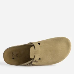 Mule-sabot beige cuir velours