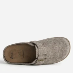 Mule-sabot taupe textile chiné