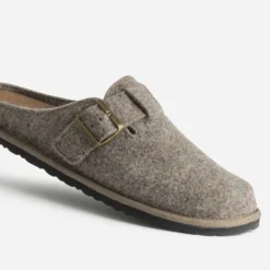 Mule-sabot taupe textile chiné