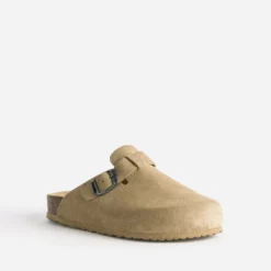 Mule-sabot TEXTO en cuir velours beige