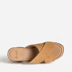 Mule taupe cuir velours