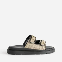 Mule TEXTO beige effet raphia