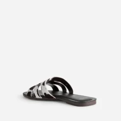 Mule TEXTO marron cuir motif vache