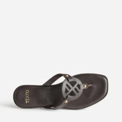 Mule-tong TEXTO marron cuir