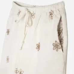 Pantalon écru imprimé beige