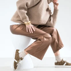 Pantalon large TEXTO marron métallisé