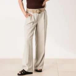 Pantalon TEXTO beige large