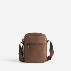 Pochette marron zippée