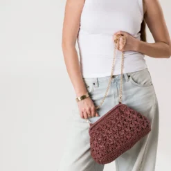 Pochette minaudière bordeaux tressée