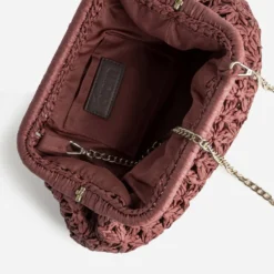 Pochette minaudière bordeaux tressée