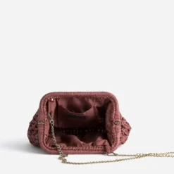 Pochette minaudière bordeaux tressée