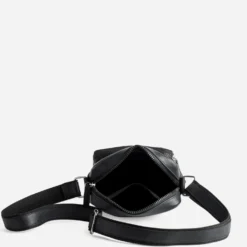 Pochette noire cuir à bandoulière