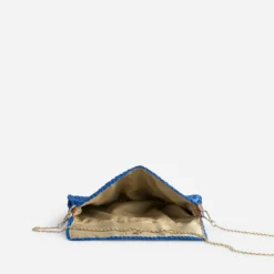 Pochette souple bleue en paille
