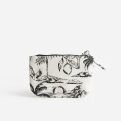 Pochette TEXTO beige jacquard motifs noirs