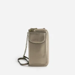 Pochette-téléphone TEXTO taupe métallisé