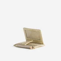 Porte-cartes doré embossage tressé