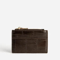 Porte-cartes marron embossé effet croco