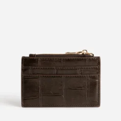 Porte-cartes marron embossé effet croco
