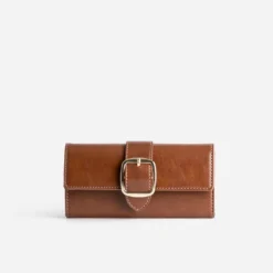 Portefeuille cognac maxi boucle