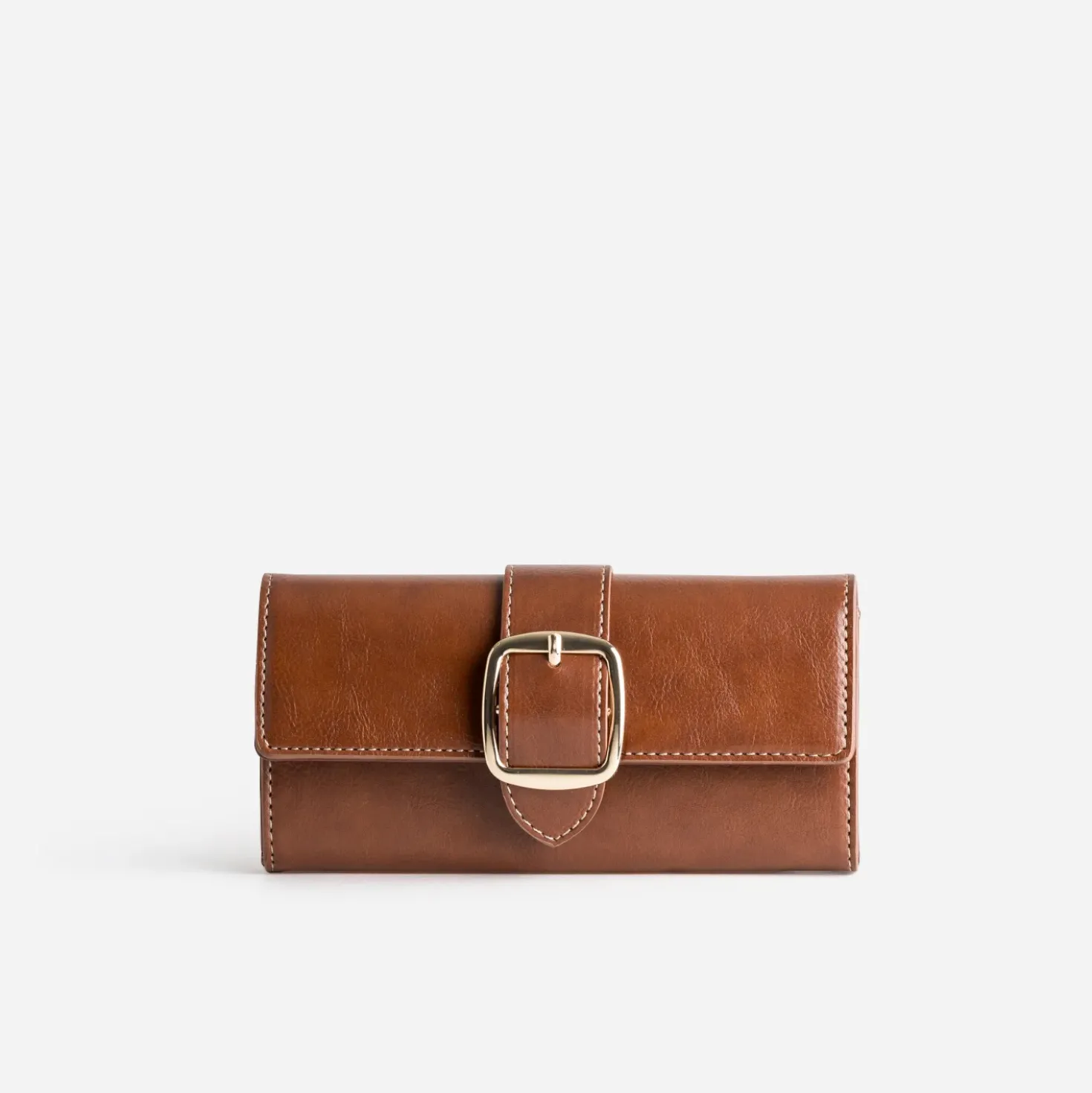 Portefeuille cognac maxi boucle