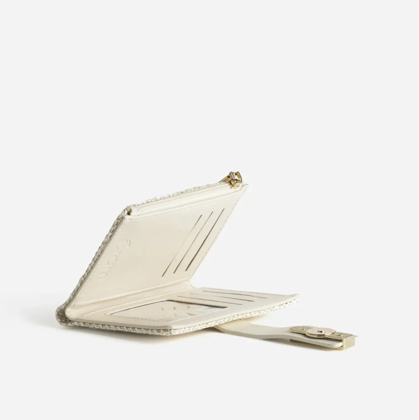 Portefeuille écru barrette métal