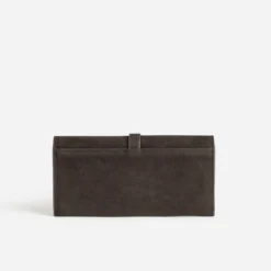 Portefeuille long marron suédé
