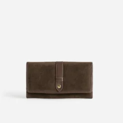 Portefeuille marron bi-matière
