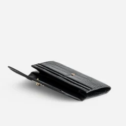 Portefeuille noir embossage effet croco