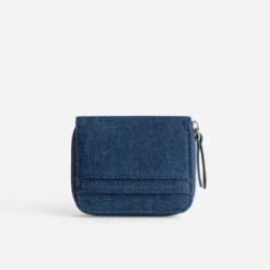 Porte-monnaie bleu en jean brut