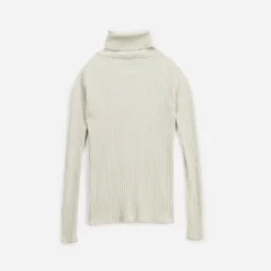 Pull ERAM WEAR beige tricot côtelé col roulé