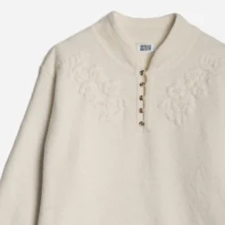 Pull ERAM WEAR écru tricot décor fleurs