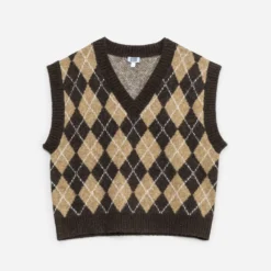 Pull ERAM WEAR marron motif losanges